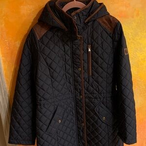 Ralph Lauren Men's Navy and Brown Quilted Puffer Jacket